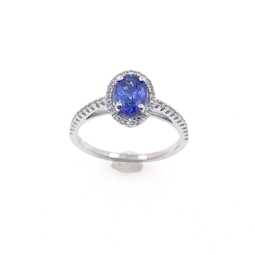 14k White Gold Ladies Diamond And Sapphire Ring.